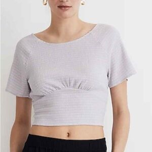 Madewell lilac shirred crop top sz L NWT